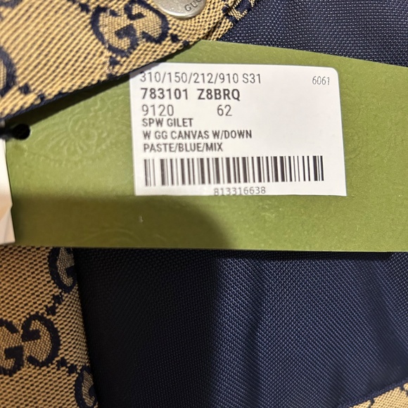 Men’s Gucci, GG supreme canvas down vest in beige and navy size 62… 4XL - Picture 5 of 14